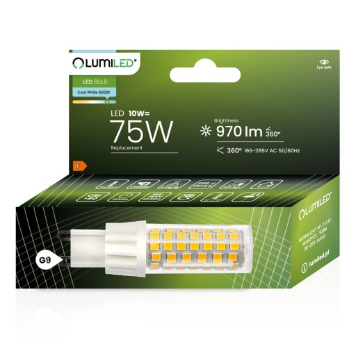 MINI G9 CAPSULE LED žiarovka 10W = 75W 6500K STUDENÁ FARBA SMD 230V LUMILED