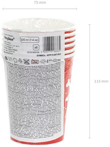 Červené PIRÁTSKE HRNČEKY, pirátska lebka, 220 ml x 6 k narodeninám