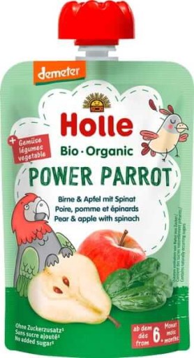 Holle Bio Špenát Jablko Hruška Mousse Parrot Power