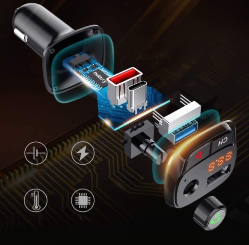 BLUETOOTH AUTO VYSIELAČ FM MP3 RÝCHLA NABÍJAČKA 3 x USB QC 3.0