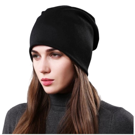 Jarná čiapka Šmoulinka BEANIE, jednovrstvová, jesenná čierna bavlna