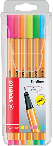 Jemná linka STABILO 88/6, 6 farieb. NEON 3451 0,4 mm