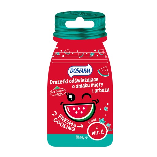 Cukríky BEZ CUKRU Dražé Vodný melón Mätový 16g.