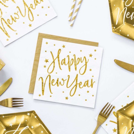 PartyDeco papierové obrúsky GOLD METALLIC klasické metalické 3 vrstvy. 20