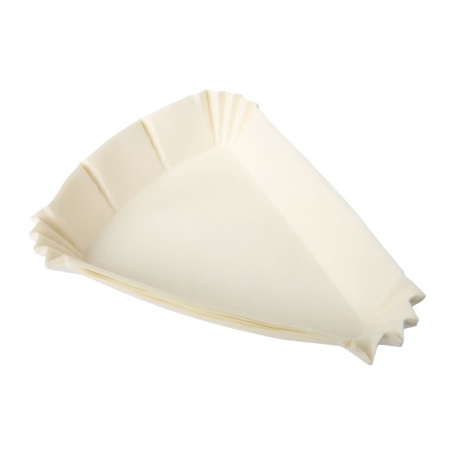 Trojuholníkové biele podložky na košíčky 100x80x25 mm - 100 ks.