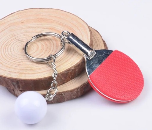 ČERVENÝ STOLNÝ TENIS ŠPORTOVÝ KEYRING - PINGPONGOVÁ RAKETA - pádlo