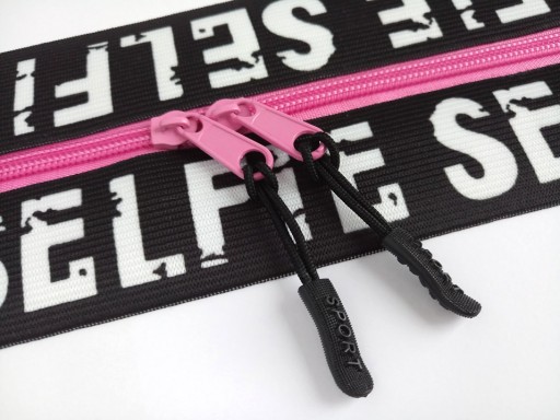 Špirálová páska na zips 5 mm zips na meter RUŽOVÁ 1 meter + 2 zipsy