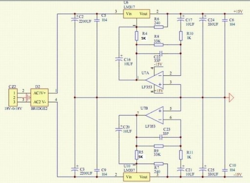 LM317/LM337 DPS NAPÁJACIEHO ZDROJA S DC SERVO LF353
