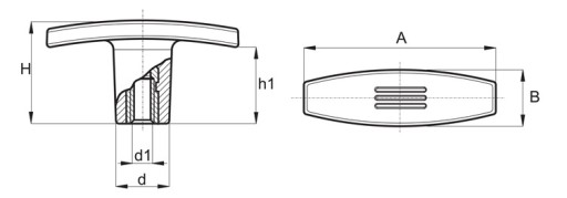 RÚČKA ZÁVITOVÁ TYPU T M10 72mm RÚČKA S RUKOVOU
