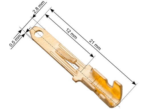 Neizolovaný samec konektor 2,8 mm s klipom