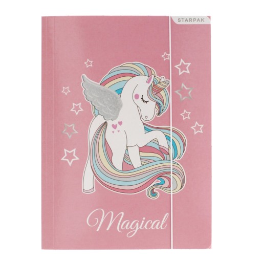 Školské leporelo A4 s gumičkou pre deti PAPIEROVÉ skladačky UNICORN STARPAK