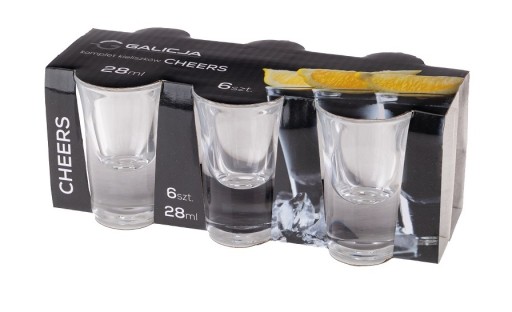 CHEERS poháre na vodku 28 ml 6 ks hrubé pevné sklenené poháre na vodku