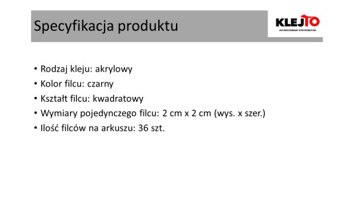 Samolepiace plsti STAROSTLIVOSŤ O PODLAHU 20 mm x 20 mm ČIERNA 36 ks/list