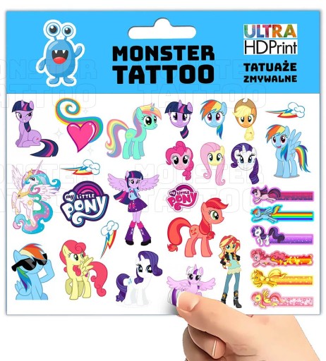UMÝVAJÚCE DOČASNÉ TETOVANIE PRE DETI MY LITTLE PONY ORIGINÁLNE DIZAJNY