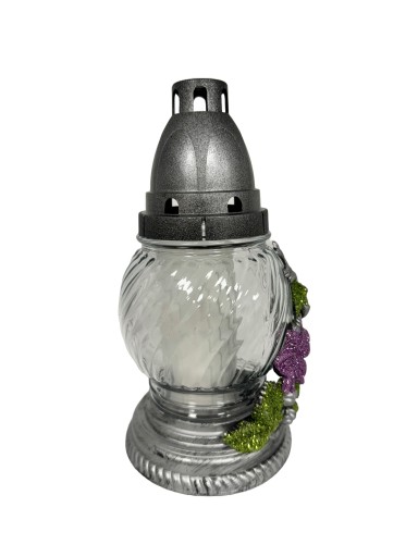 Celoročná sviečka, guľa, malá strieborná dekorácia, strieborná, 21 cm, s vsadkou
