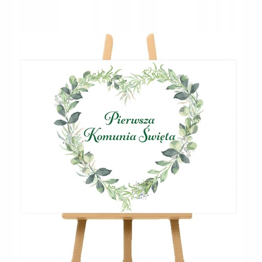 Prijímanie Plagát Nápis PRVÉ SVÄTÉ PRIJÍMANIE Listy srdca Boho 61x43cm