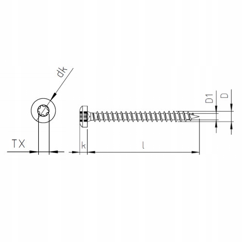 Lentikulárne skrutky do dreva 4x12 Torx A2 10 KS