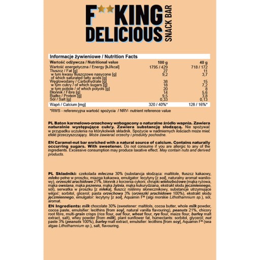ALLNUTRITION FITKING LAHODNÁ TYČINKA 40g - KARMELSKÉ ARAŠIDY