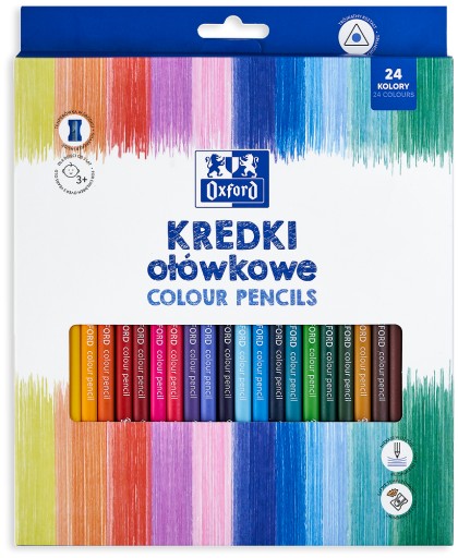 OXFORD TROJUHOLNÍKOVÁ CERUŽKA FARBA 24 KS SO BRÚTKOM 24 FARB.