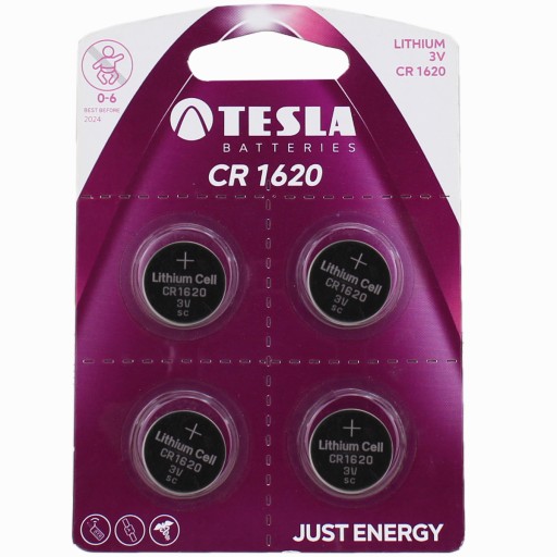 CR1620 BATÉRIE 4ks TLAČIDLO LÍTIOVÉ BATÉRIE 3V CR TESLA