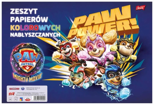 zošit lesklých farebných papierov Tlapková PATROL UNIPAP 10 ks A4