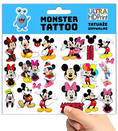 UMÝVAJÚCE DOČASNÉ TETOVANIE PRE DETI MICKEY MOUSE ORIGINÁLNE DIZAJNY