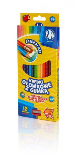 ASTRA FARBA ŠKOLSKEJ CERUŽKY S GUMA 12 FARIEB INTENZÍVNE FARBY