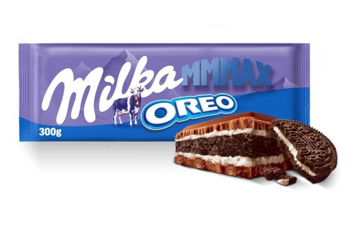 Milka veľká mliečna čokoláda Mmmax Oreo s Oreo sušienkami 300 g