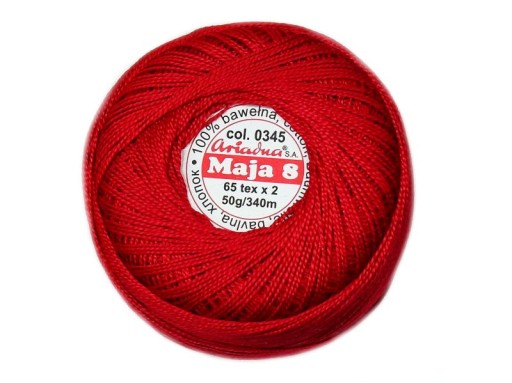 Cordonek MAJA 8 Ariadna 0345 červená 50g 340m