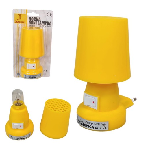 ŽLTÁ nočná lampa + E14 žiarovka TEPLÁ FARBA IP20 spálňa do zásuvky