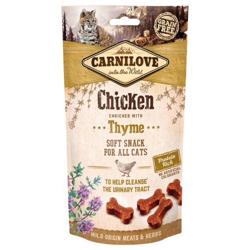 CARNILOVE SNACK MAČKA MÄKKÝ M.CHICKEN+TYMIÁN 50g mačacie maškrty