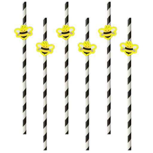 VČELÍME papierové slamky žlté VČELÍ HODY X6