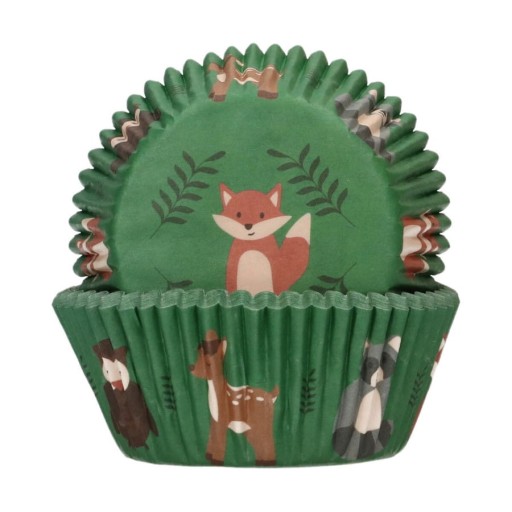 Zelené návliečky na košíčky lesné zvieratká FunCakes 48 kusov