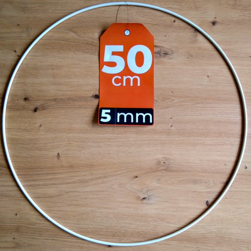 HRUBÁ kovová obruč pre makramé, BIELA, 50 cm, 5 mm
