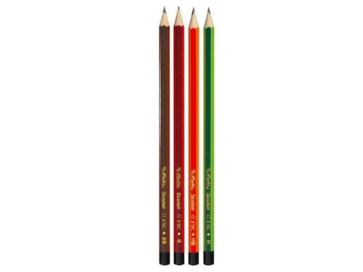 Ceruzka drevená 4 ks H HB B 2B Scolair HERLITZ