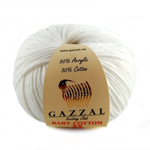 Gazzal Baby Bavlnená priadza 3432 - 25g - biela