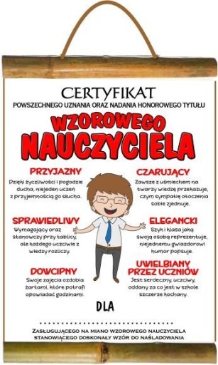 Diplom vzorného učiteľa 1 ks.