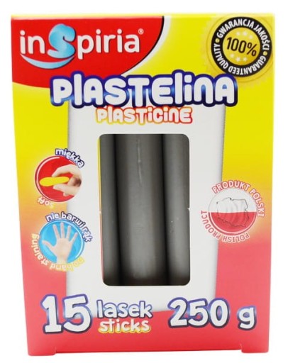 ŠEDÁ školská plastelína 15 tyčiniek 250g Inspiria 9936
