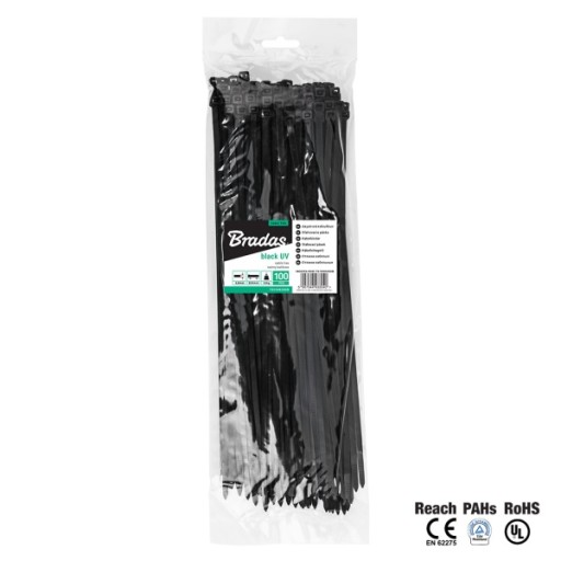 BRADAS PLASTIC BAND BLACK 3,6x370 100ks TS1136370B