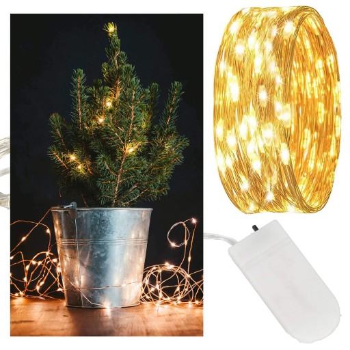30LED DRÔTOVÉ SVETLO SVETLO VIANOČNÉHO STROMČEKA TEPLÉ BIELE MIKRO STRUNKY NA BATÉRIU