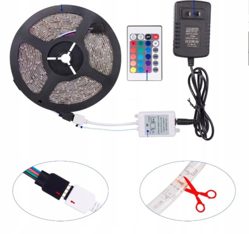 VODEODOLNÉ FAREBNÉ LED RGB LED PÁS VODEODOLNÉ SAMOLEPIACI 5m + DIAĽKOVÉ OVLÁDANIE