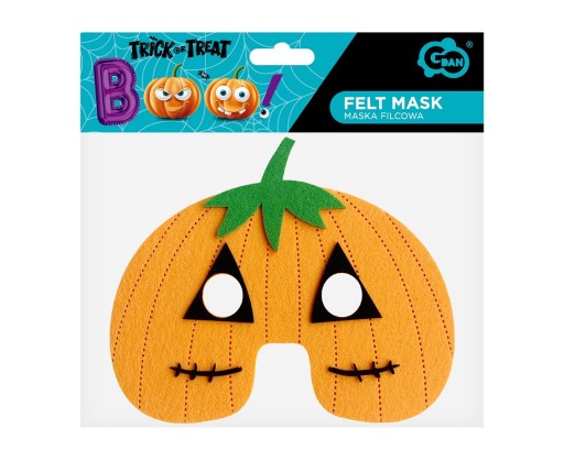 PLSTENÁ MASKA 19x17 cm - HALLOWEEN TEKVICA - 1 kus GODAN