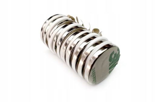 okrúhly NEODYMOVÝ MAGNET 10x1,5mm S PÁSKOM 3M - 10ks okrúhly