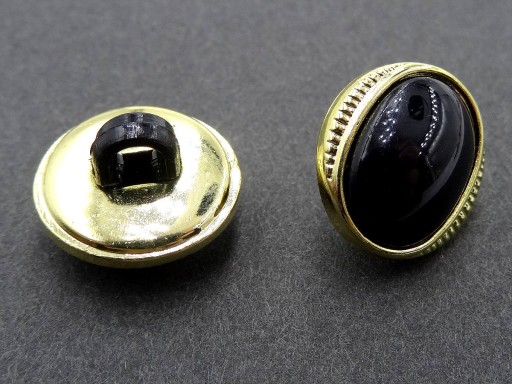 12mm Ozdobné gombíky 12 kusov farba ČIERNA SO ZLATOU STUHOU K266 15005