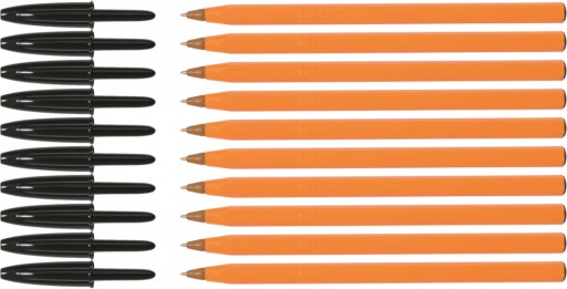 BIC ORANŽOVÉ ORIGINÁLNE guľôčkové pero FINE, 0,8 mm ČIERNA x 10
