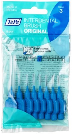 TePe Original žiletky 0,6mm MODRÁ veľkosť 3 8 ks