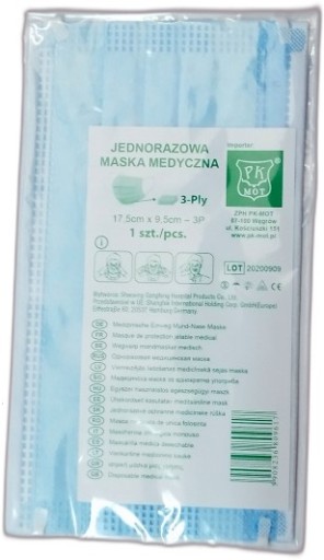 MASKA, 3-VRSTVOVÁ OCHRANNÁ MASKA, INDIVIDUÁLNE BALENÁ