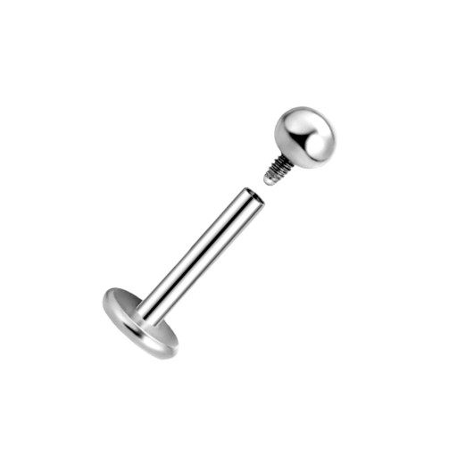 Strieborné náušnice LABRET s guličkou GW. Chirurgická oceľ 316L Veľkosť 1,2/8/3