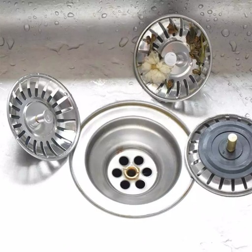 KOVOVÁ ZÁSTRČKA NA DREZ, VEĽKÉ SITKO, ODNÍMATEĽNÉ KLIKNUTÍM, 78MM