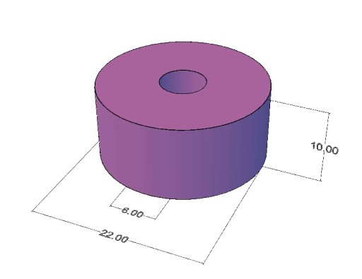 Prstencový magnet MP 22x6x10 N38